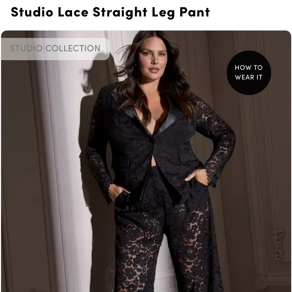 Black Lace Straight Leg Pants